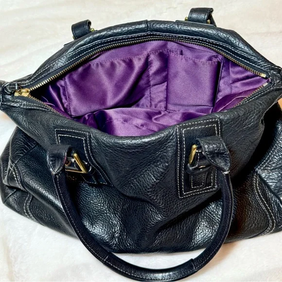 Coach Hamilton Large Black Leather Satchel Bag F12444 - Picture 7 of 11